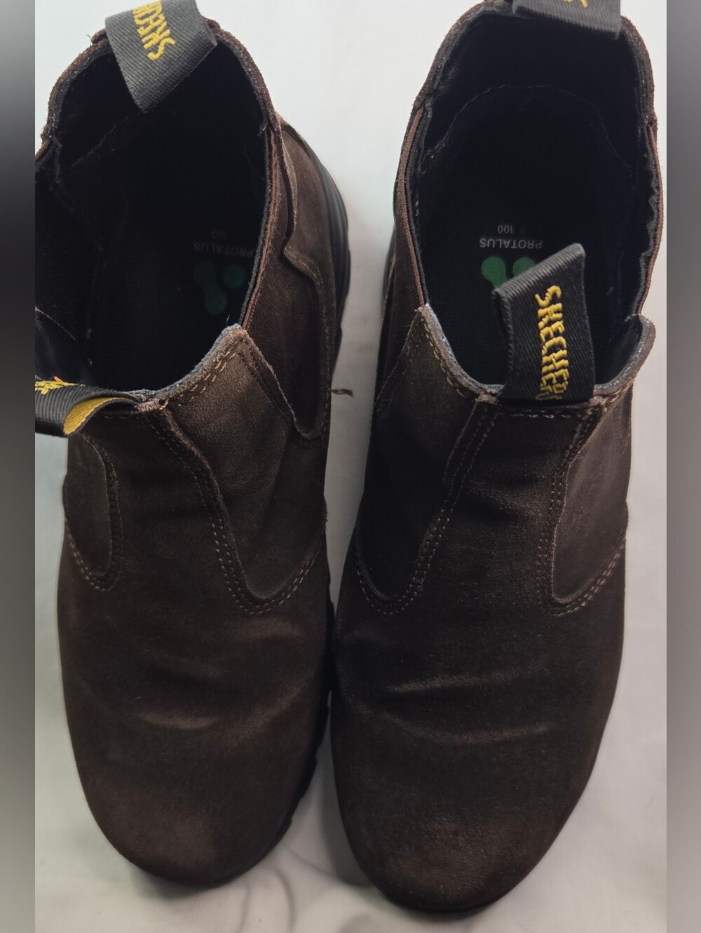 Skechers Womens JANNIT Comp Toe Slip Resistant Brown Work Boots Sz 8.5 #108082
